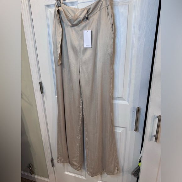 NWT Lovers & Friends Champagne Silky Flat Front Pants - Picture 2 of 5